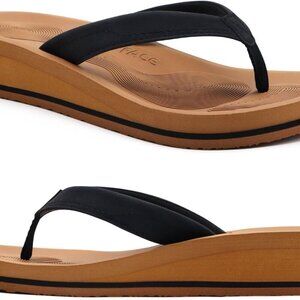 Women Flip Flops Rubber Cotton Wedge Platform Thong Sandals Yoga Mat Sole